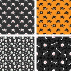 Skulls seamless patterns set