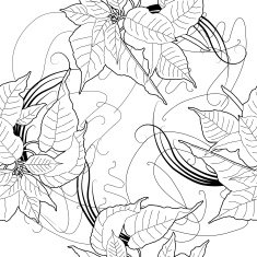 Seamless pattern with black and white poinsettia N5
