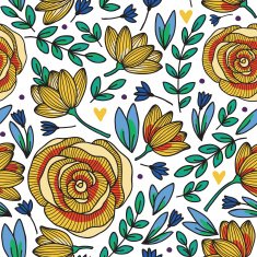 Elegant seamless pattern with yellow flowers