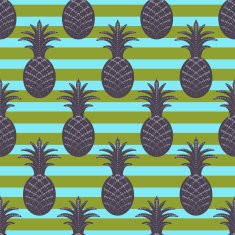 Pineapple seamless pattern on stripe background