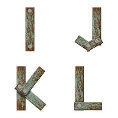 Set of letters from boards with nails N2