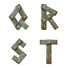 Set of letters from boards with nails N4