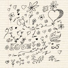 Love heart design on lined paper N8