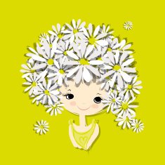 Female portrait with floral hairstyle for your design N20