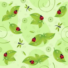 seamless pattern with leaves insects