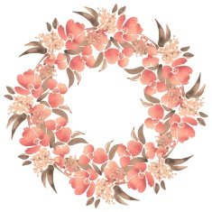 Watercolor illustration with leaves and flowers Round frame 2