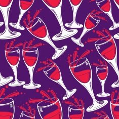 Sophisticated wine goblets continuous vector backdrop pattern