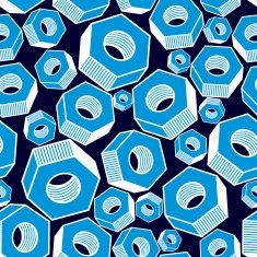 Seamless vector pattern with 3d industrial nuts for bolts N3