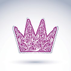Flower-patterned imperial crown isolated on white background N3