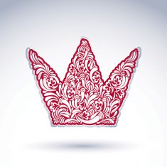 Flower-patterned imperial crown isolated on white background N4