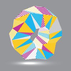 3D contemporary style abstract stripy vector object