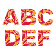 Retro uppercase letters with herbal autumn seasonal ornament