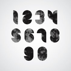 Black and white dotty graphic decorative numbers N2