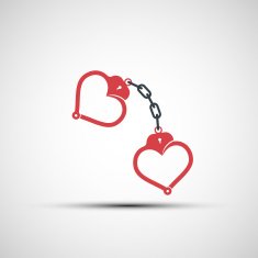 Vector icons of handcuffs in the form heart