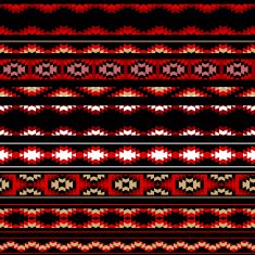 Colorful red white and black aztec striped ornaments geometric ethnic