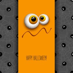 Funny Halloween greeting card monster eyes Vector illustration N3
