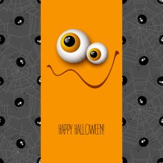Funny Halloween greeting card monster eyes Vector illustration N4