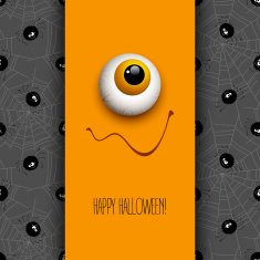 Funny Halloween greeting card monster eyes Vector illustration N5