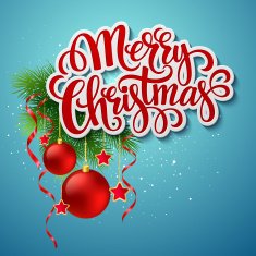 Christmas lettering card with holly and fir-tree branch Vector illustration N8