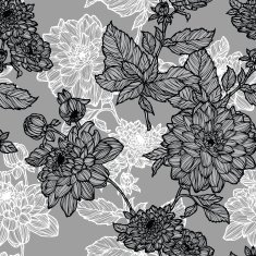 Seamless pattern with flowers dahlias N2