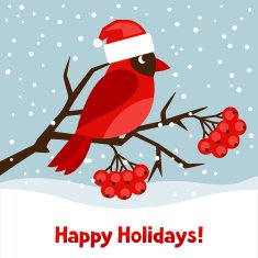 Happy holidays greeting card with bird red cardinal N2