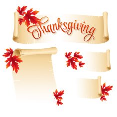 Thanksgiving scroll with autumn leaves Vector illustration
