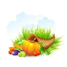 Thanksgiving Card wicker basket background Vector illustration