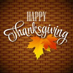 Thanksgiving Card wicker basket background Vector illustration N6