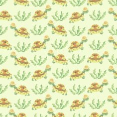 Turtle and plants seamless pattern in watercolor N3