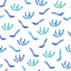 Algae seamless pattern in watercolor N3