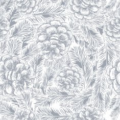 pine cones and spruce branches pattern N2