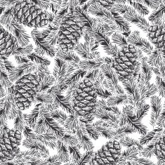 pine cones and spruce branches pattern N4