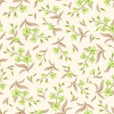 Seamless green and beige pattern with flowers Vector illustration