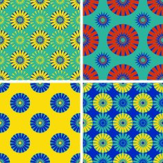 Set of seamless patterns with round elements Vector illustration