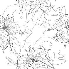 Seamless pattern with black and white poinsettia N8