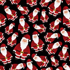 colorful cartoon Santa Claus black seamless pattern eps10
