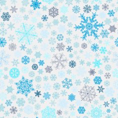 Seamless pattern of snowflakes gray and blue on white