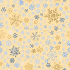 Seamless pattern of snowflakes multicolored on beige