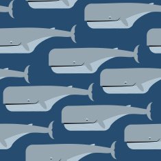 Sperm whale seamless pattern Blue background