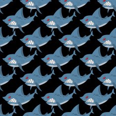 Shark seamless pattern Many angry ferocious marine animals Ve N2