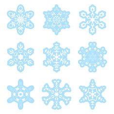 snowflakes - blue and white vector set