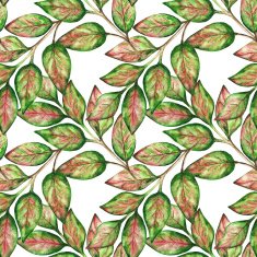 Watercolor seamless pattern with colorful leaves