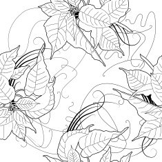 Seamless pattern with black and white poinsettia N9