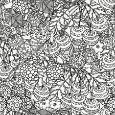 Seamless pattern with artistically cherries