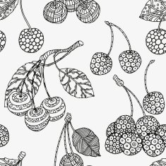 Seamless pattern with artistically cherries N2