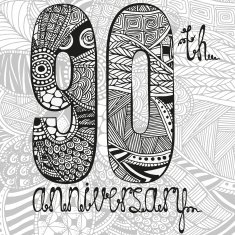 Template emblem 90th anniversary with zentangle pattern N2