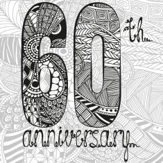 Template emblem 60th anniversary with zentangle pattern N2