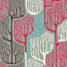 Colorful Seamless Pattern with stylized trees N2
