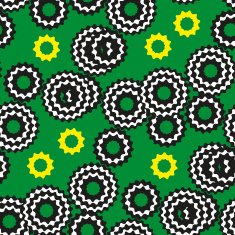 Varicolored cogwheels on the green background Vector seamless pattern
