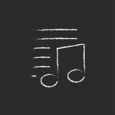 Musical note and lines icon drawn in chalk N2
